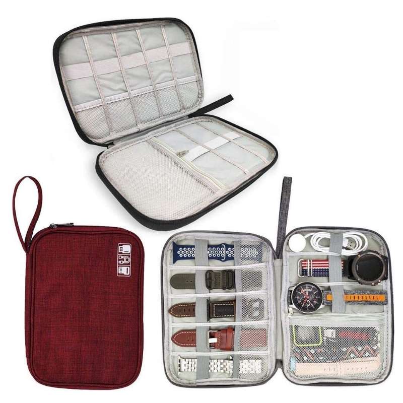 Travel Portable Strap Data Cable Storage Bag(Black)