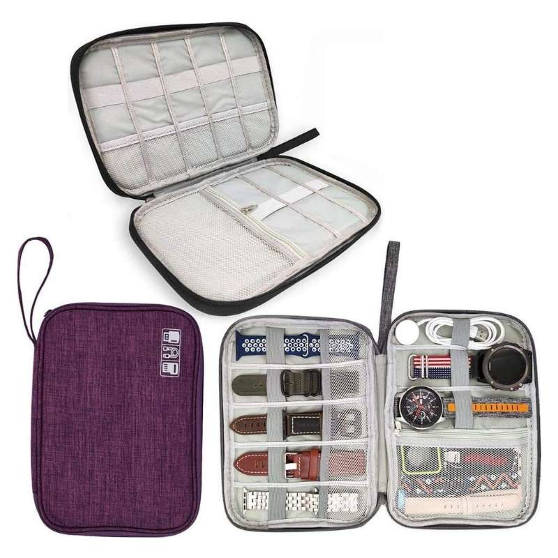 Travel Portable Strap Data Cable Storage Bag(Black)
