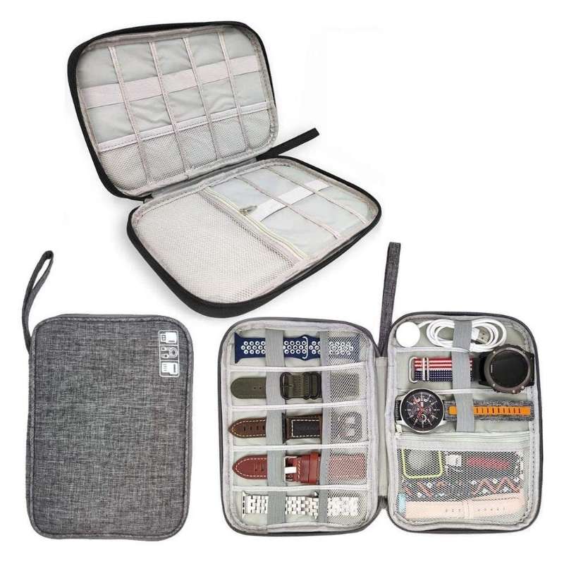 Travel Portable Strap Data Cable Storage Bag(Black)
