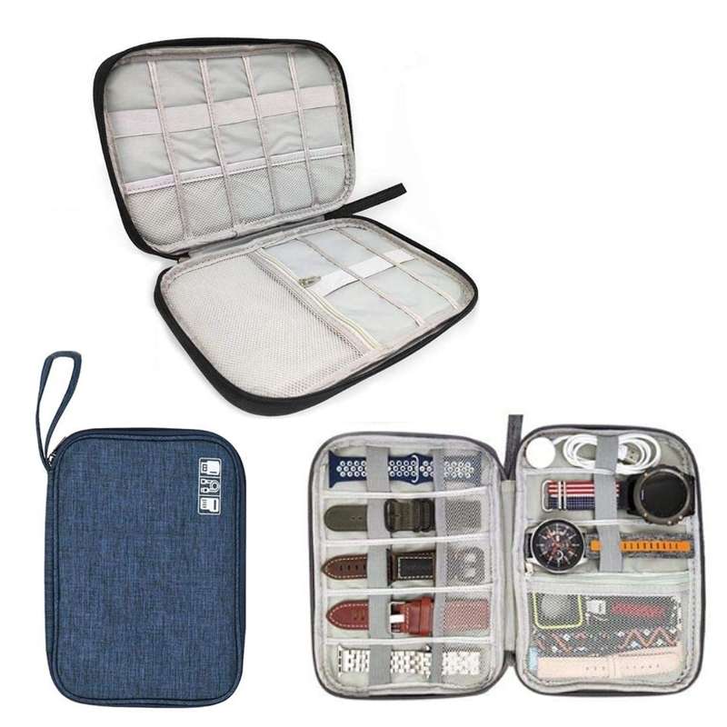 Travel Portable Strap Data Cable Storage Bag(Black)