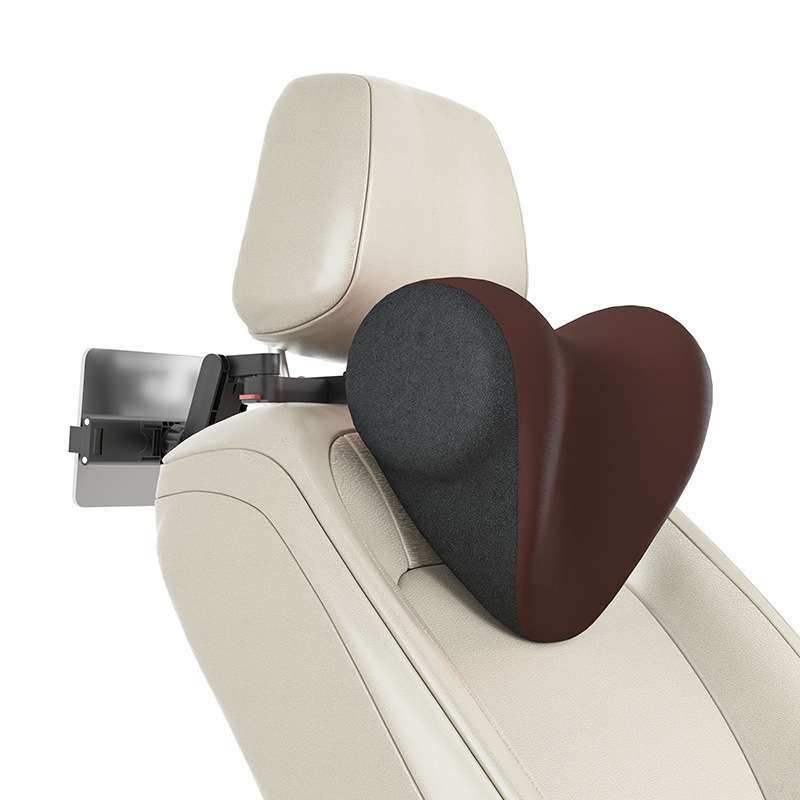 A09 Car Seat Headrest Memory Foam Comfortable Neck Pillow, Style: With Stand (Coffee)