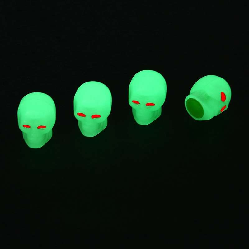 1 Sets Car Tire Luminous Valve Cap Motorcycle Skull Valve Core Cap(Green)