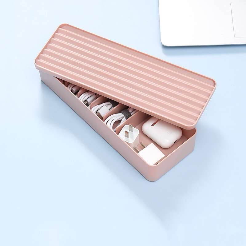 Desktop Data Cable Storage Box Dust-proof Line Box Single-layer(Yellow)