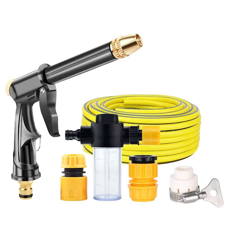 High Pressure Car Wash Hose Telescopic Watering Sprinkler, Style: H2+3 Connector+15m Tube+Foam Pot