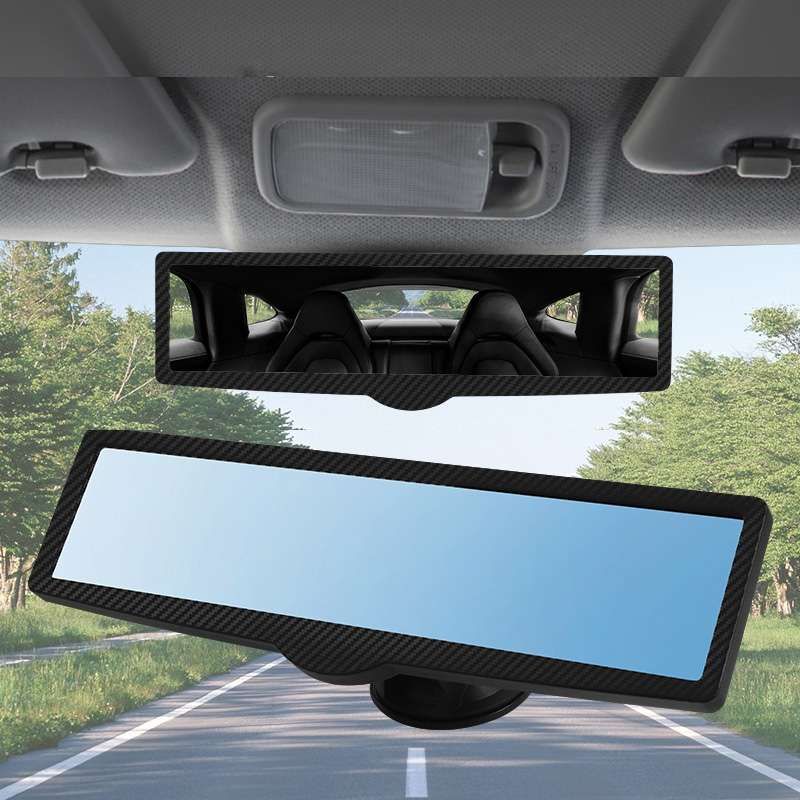 CZC-255 Car Glue Injection Suction Cup Carbon Fiber Rearview Mirror(Blue Mirror)