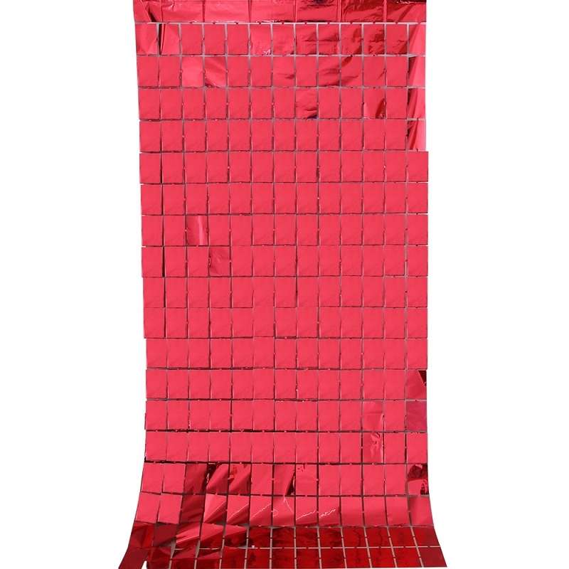 2 PCS 1x2M Square Rain Silk Door Curtain Birthday Party Background Wall Decoration(Pink)