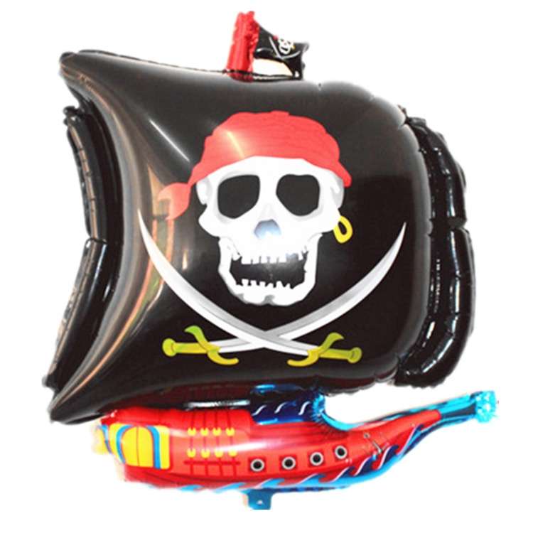 5PCS Pirate Ship Balloon Cartoon Halloween Aluminum Film Balloon(Red)