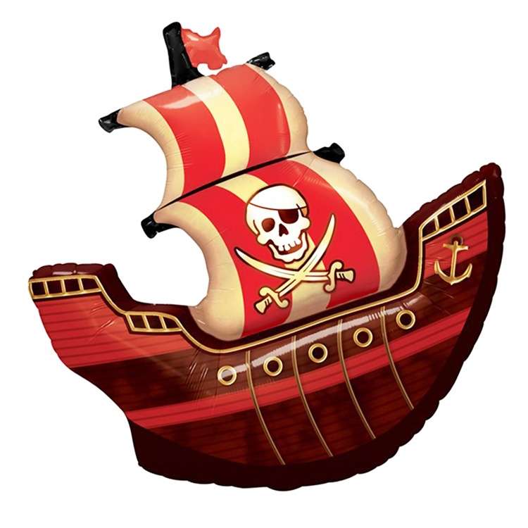 5PCS Pirate Ship Balloon Cartoon Halloween Aluminum Film Balloon(Red)