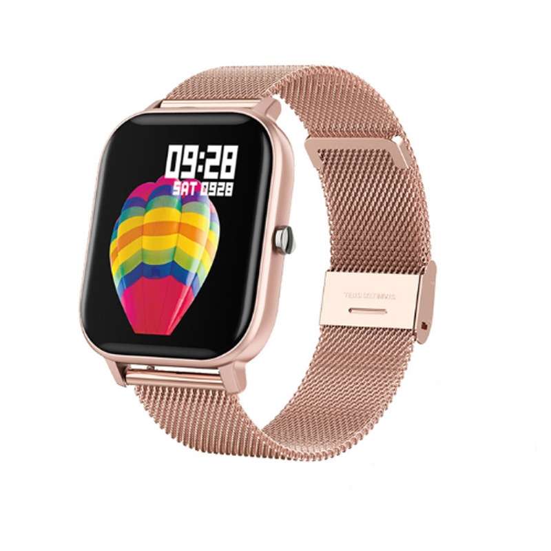 P8 1.4 Inch Heart Rate Blood Pressure Monitoring Smart Watch, Color: Gold Steel