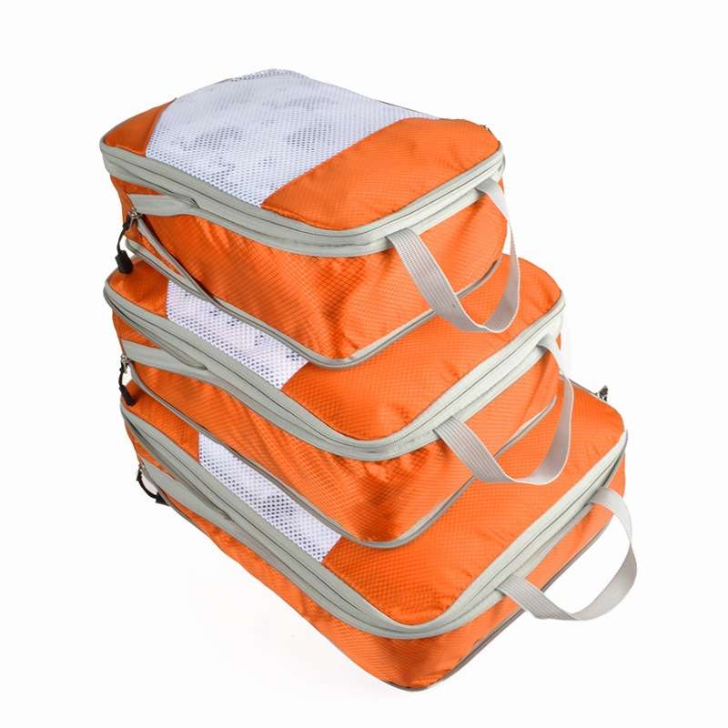 3 PCS/Set Travel Waterproof Compression Clothes Storage Bag(Gray With Net)