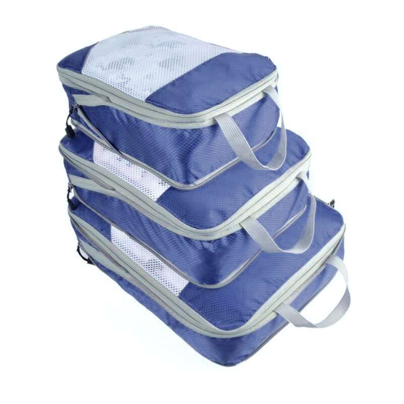 3 PCS/Set Travel Waterproof Compression Clothes Storage Bag(Gray With Net)