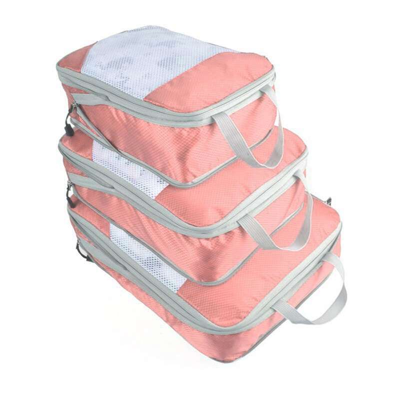 3 PCS/Set Travel Waterproof Compression Clothes Storage Bag(Gray With Net)