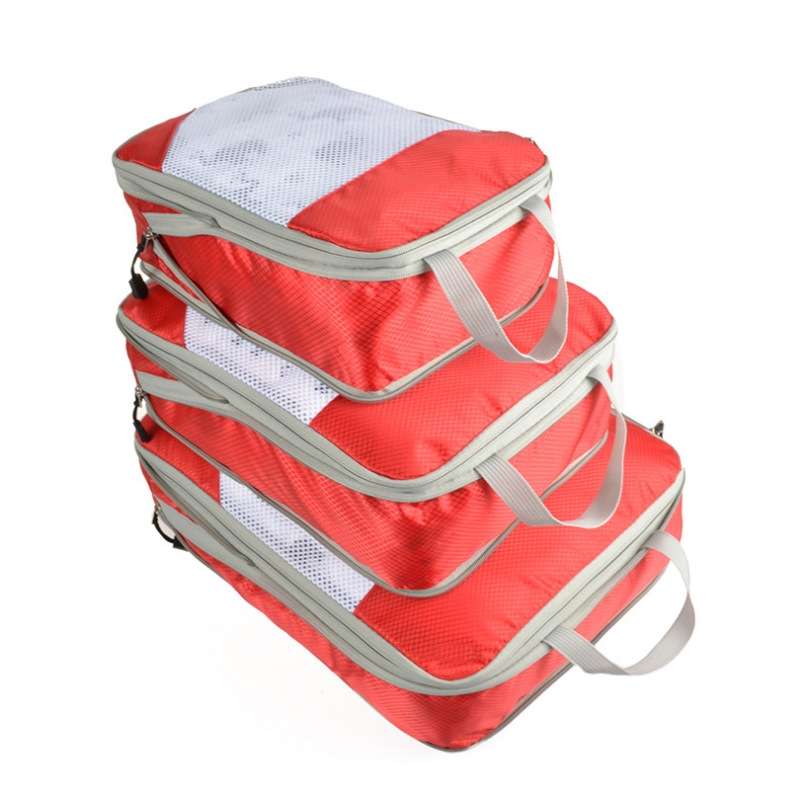 3 PCS/Set Travel Waterproof Compression Clothes Storage Bag(Gray With Net)