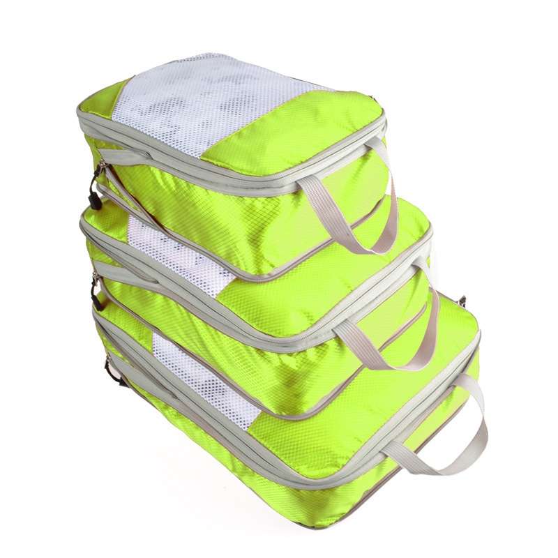 3 PCS/Set Travel Waterproof Compression Clothes Storage Bag(Gray With Net)