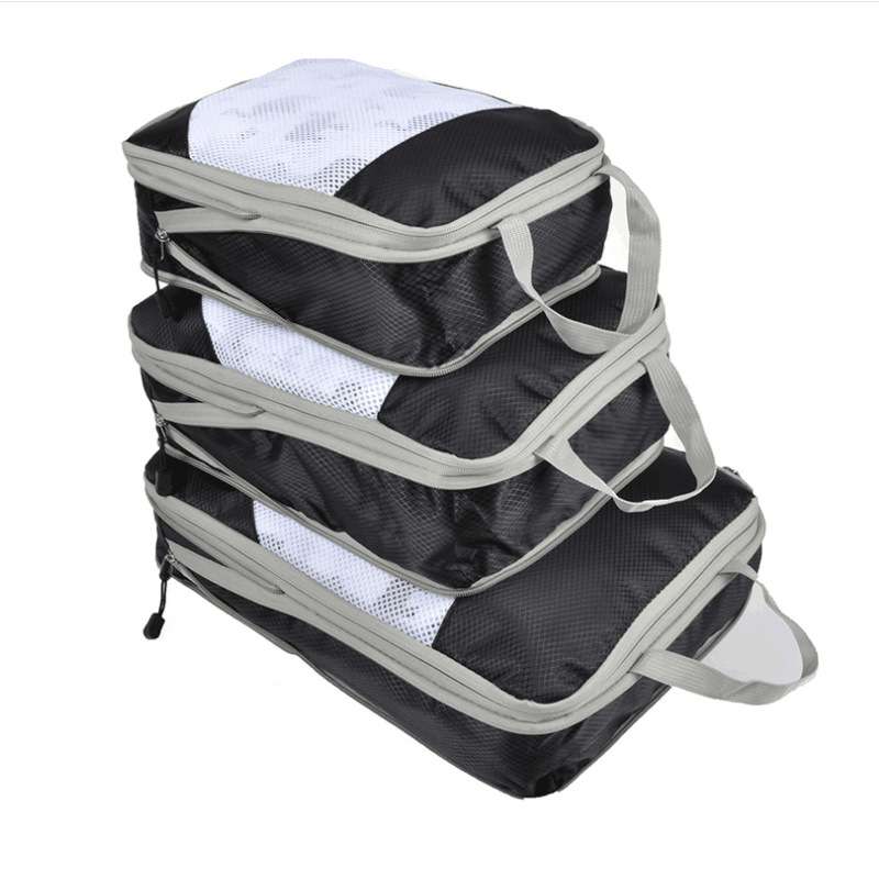 3 PCS/Set Travel Waterproof Compression Clothes Storage Bag(Gray With Net)