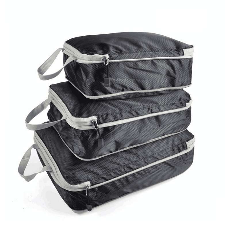 3 PCS/Set Travel Waterproof Compression Clothes Storage Bag(Gray With Net)