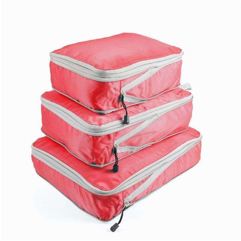 3 PCS/Set Travel Waterproof Compression Clothes Storage Bag(Gray With Net)