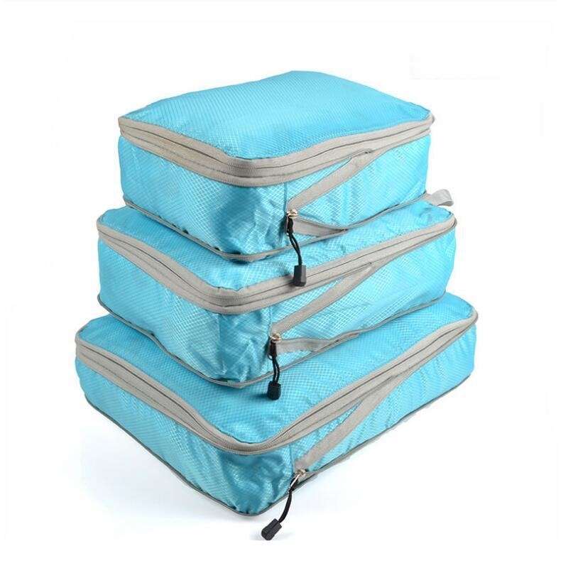 3 PCS/Set Travel Waterproof Compression Clothes Storage Bag(Gray With Net)