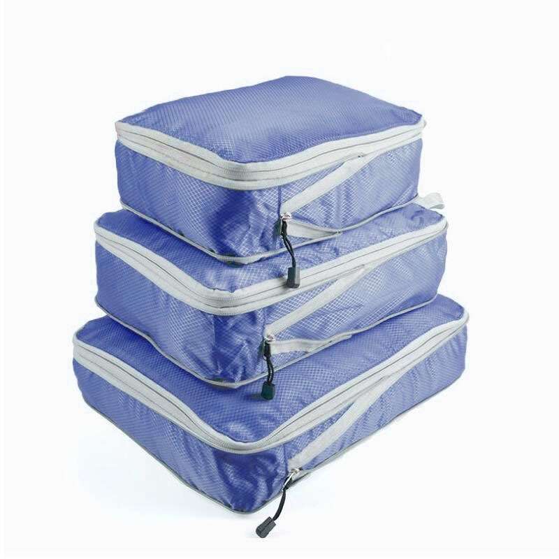 3 PCS/Set Travel Waterproof Compression Clothes Storage Bag(Gray With Net)