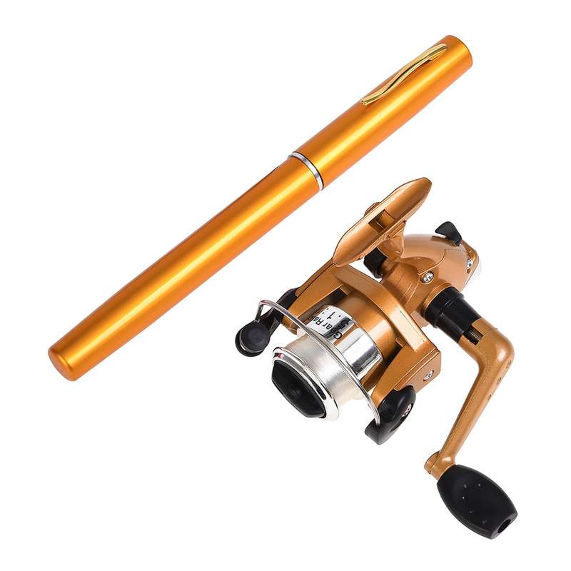 LEO Pen Type Fishing Rod & Spinning Wheel Fishing Reel Portable Pocket Fishing Gear(H8022PU Purple)