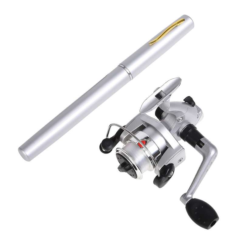 LEO Pen Type Fishing Rod & Spinning Wheel Fishing Reel Portable Pocket Fishing Gear(H8022PU Purple)