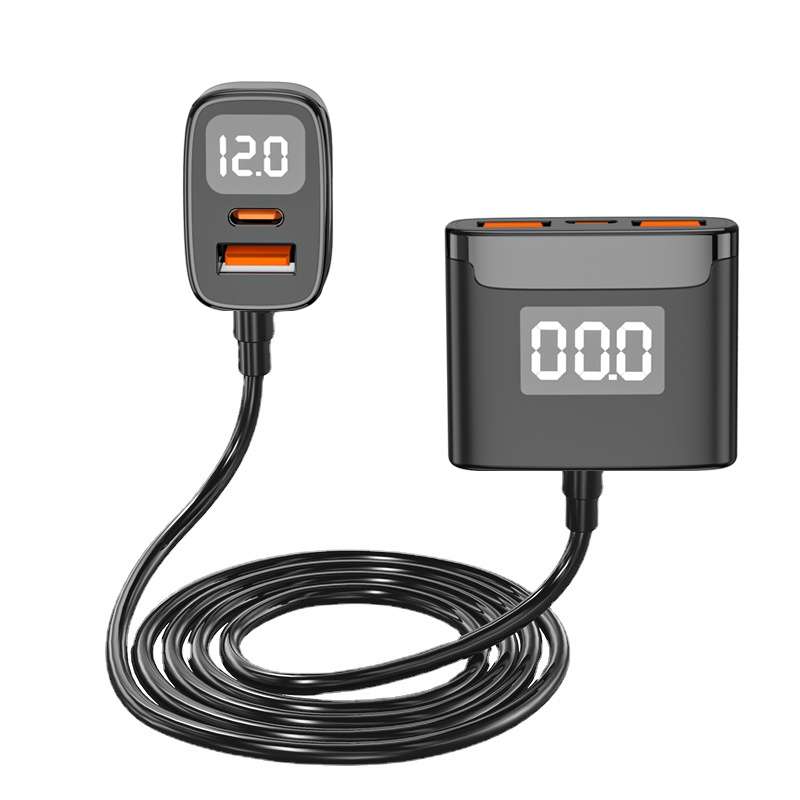 One For Four Car Charger QC3.0 Fast Charge 4USB Car Front And Rear Seat Car Charger, Style: Upgraded