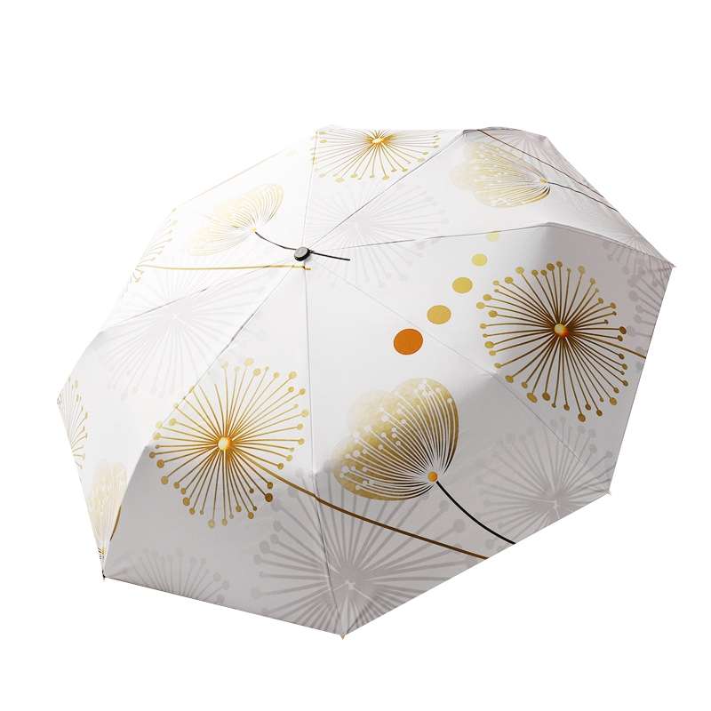 Small Fresh Automatic Umbrella Gold Glue Fabric Tri-fold Parasol(Persimmon)