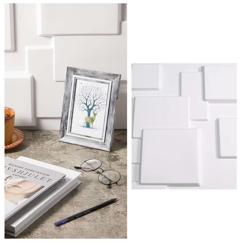 PVC Material Stereo 3D Shooting Background Board Photo Props,50 X 50cm(D095 Square Brick White)