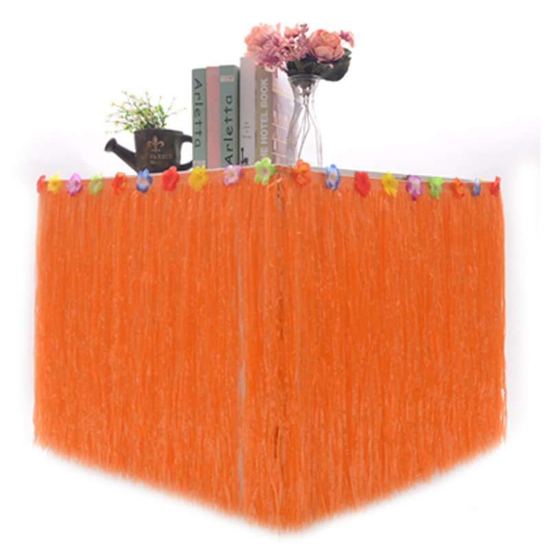 Hawaiian Table Dress Seaside Party Festive Bazaar Table Decorations, Size: 276x30cm(Straw Color)
