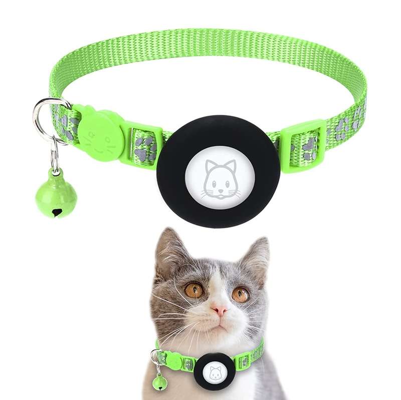 Pet Cat Reflective Collar with Bell for Airtag Tracker(Purple)