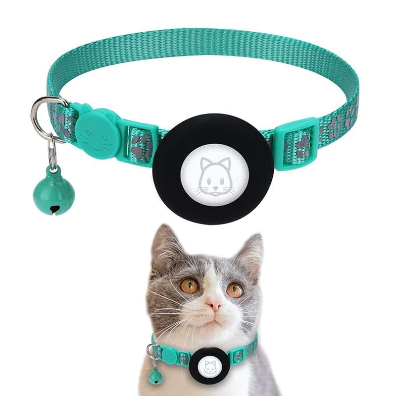 Pet Cat Reflective Collar with Bell for Airtag Tracker(Purple)