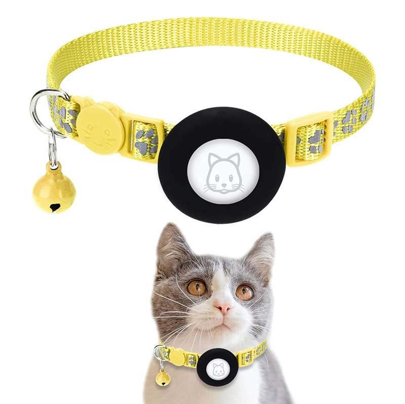 Pet Cat Reflective Collar with Bell for Airtag Tracker(Purple)