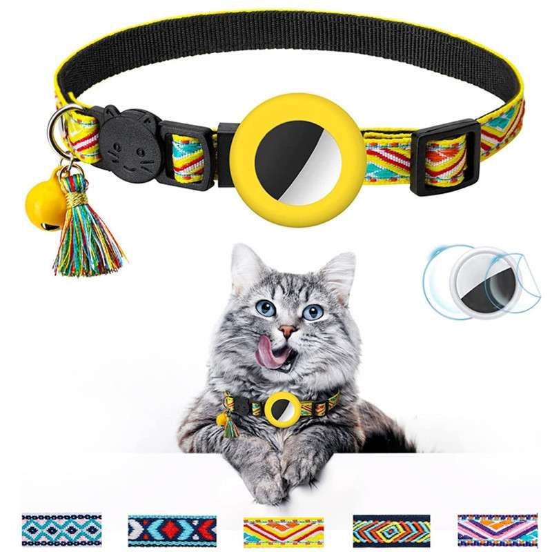 Pet Colored Bell Tassel Collar for Airtag Tracker(Red)
