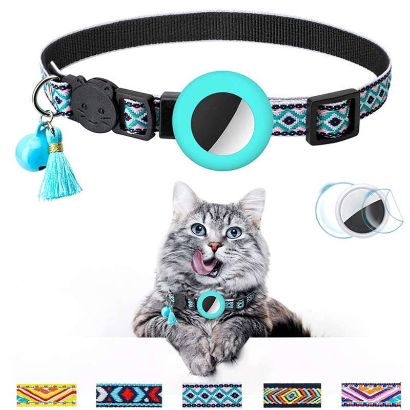 Pet Colored Bell Tassel Collar for Airtag Tracker(Red)