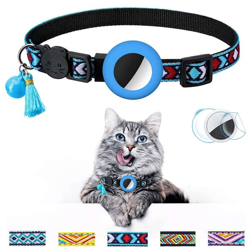 Pet Colored Bell Tassel Collar for Airtag Tracker(Red)