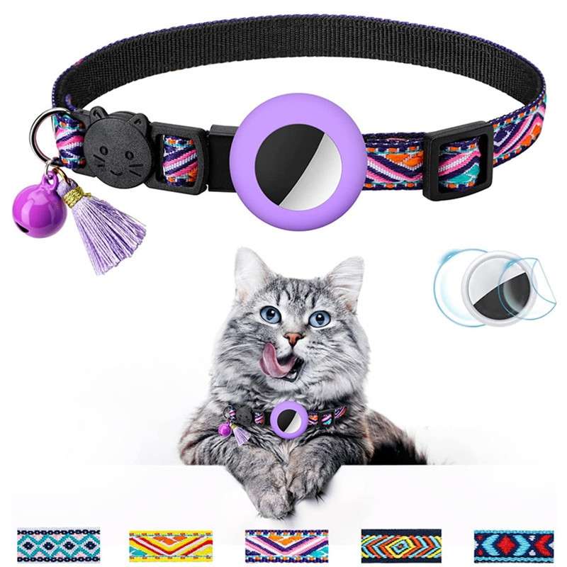 Pet Colored Bell Tassel Collar for Airtag Tracker(Red)