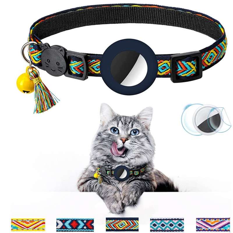 Pet Colored Bell Tassel Collar for Airtag Tracker(Red)
