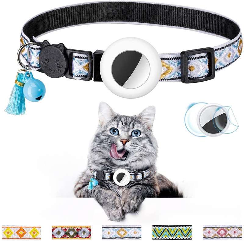 Pet Colored Bell Tassel Collar for Airtag Tracker(Red)