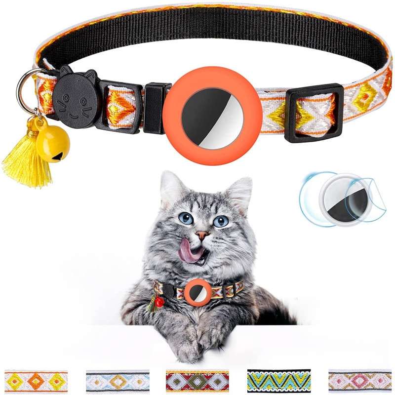 Pet Colored Bell Tassel Collar for Airtag Tracker(Red)