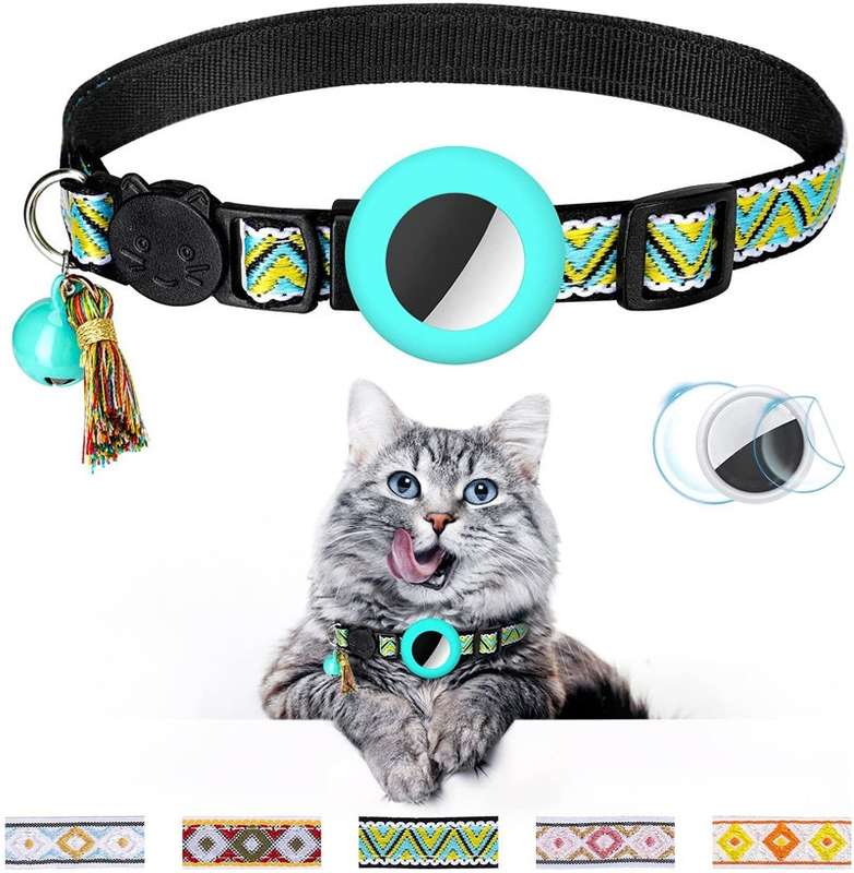 Pet Colored Bell Tassel Collar for Airtag Tracker(Red)