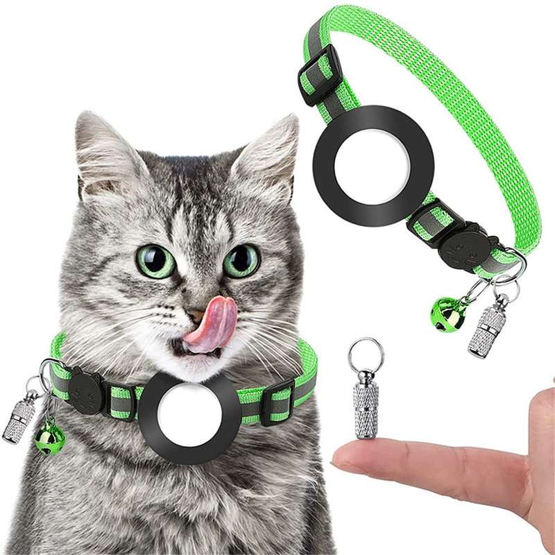 Pet Anti Lost Address Pendant Collar with Bell for Airtag(Pink)