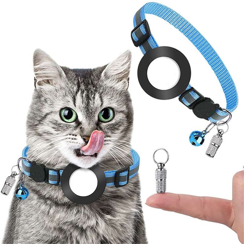 Pet Anti Lost Address Pendant Collar with Bell for Airtag(Pink)