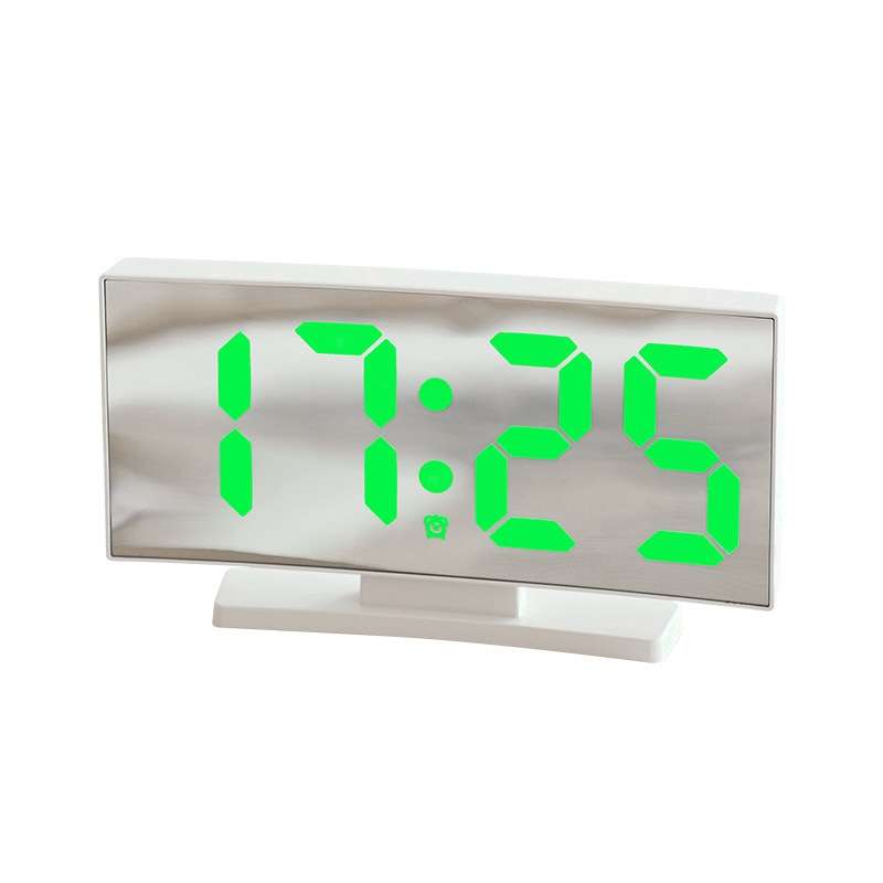669 Multifunctional LED Curved Screen Desktop Electronic Clock(White Shell White Light)