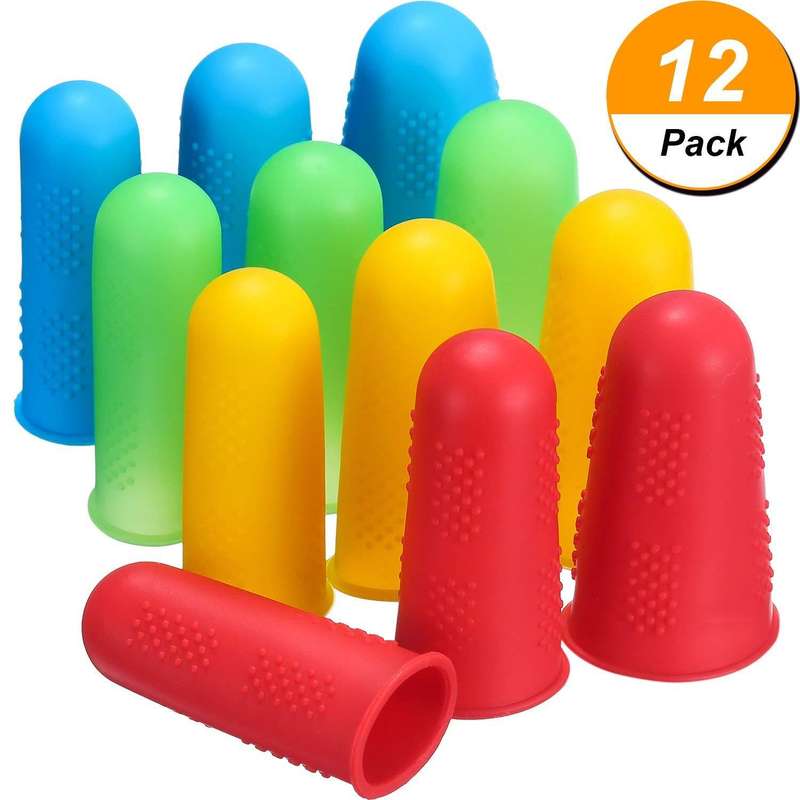 4 Sets Anti-scalding Non-slip High Temperature Resistant Silicone Finger Cuff With Particles(Blue)