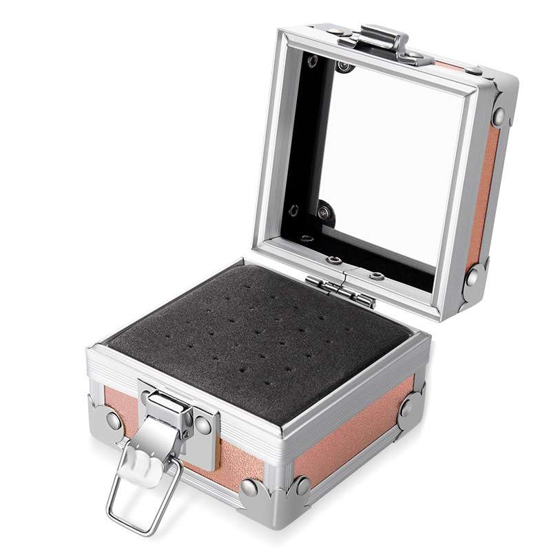 Nail Polishing Head 25 Holes Display Stand Dustproof Storage Box(Pink)