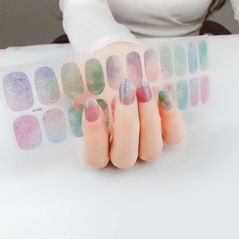 22 Fingers Shiny Onion Powder Starry Waterproof Nail Sticker(ZX-3032)