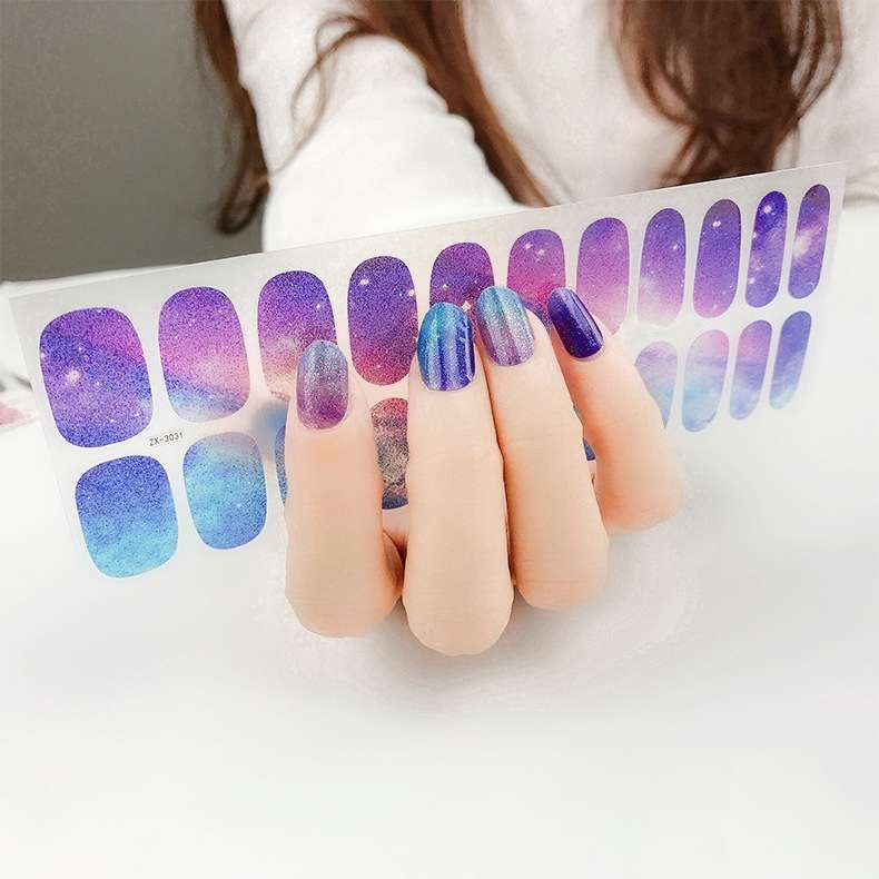 22 Fingers Shiny Onion Powder Starry Waterproof Nail Sticker(ZX-3032)