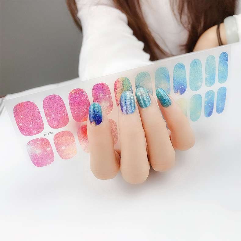 22 Fingers Shiny Onion Powder Starry Waterproof Nail Sticker(ZX-3032)