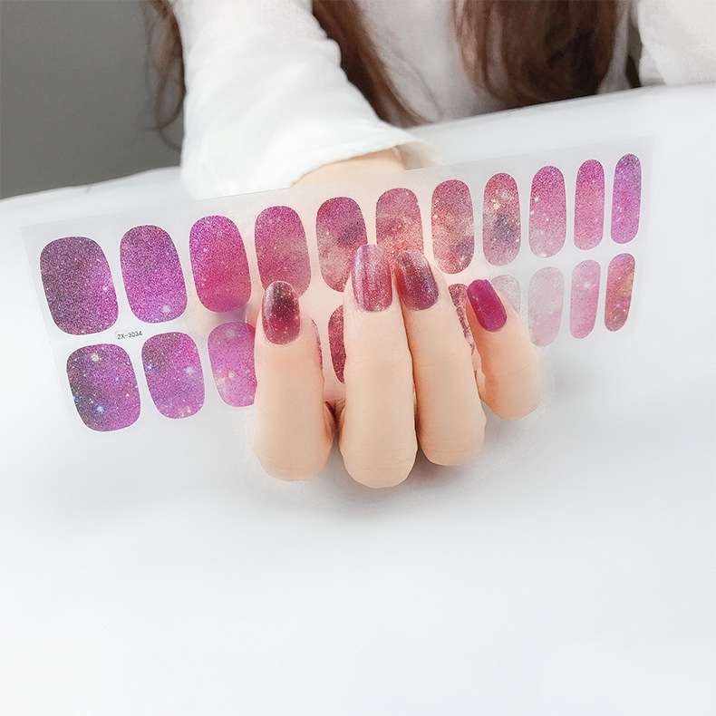 22 Fingers Shiny Onion Powder Starry Waterproof Nail Sticker(ZX-3032)