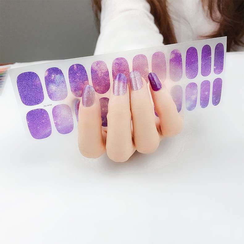 22 Fingers Shiny Onion Powder Starry Waterproof Nail Sticker(ZX-3032)
